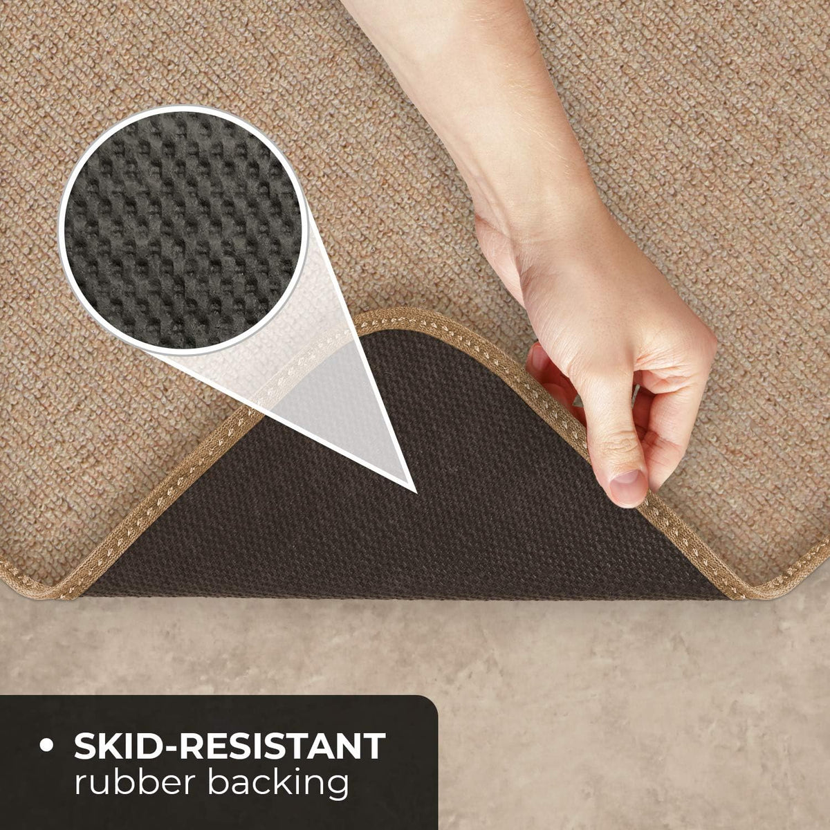 Skid-Resistant Carpet Runner Pebble Beige 24 Feet X 27 Inches J1468