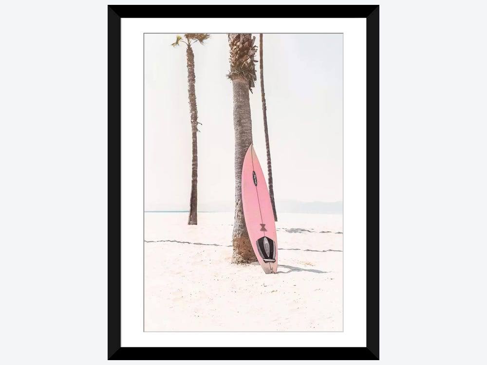 Pink Surf Board Photograph Print, Black Framed Paper, 32x22 H x 24x22 W x 1x22 D, Matte C512