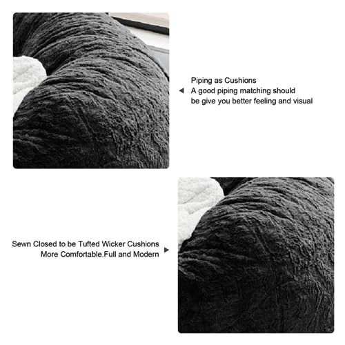 Black 6FT Embroidered Bean Bag Chair Cover P1581