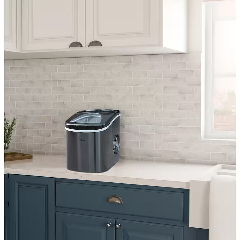 Portable Counter Top Ice Maker in Black Stainless V64099
