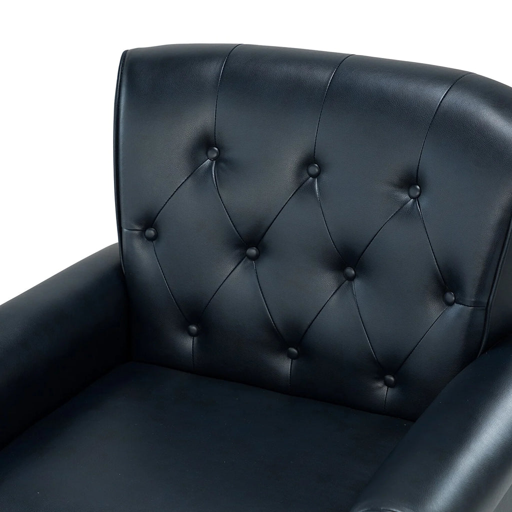 Navy Upholstered Accent Armchair with Nailhead Trim T579
