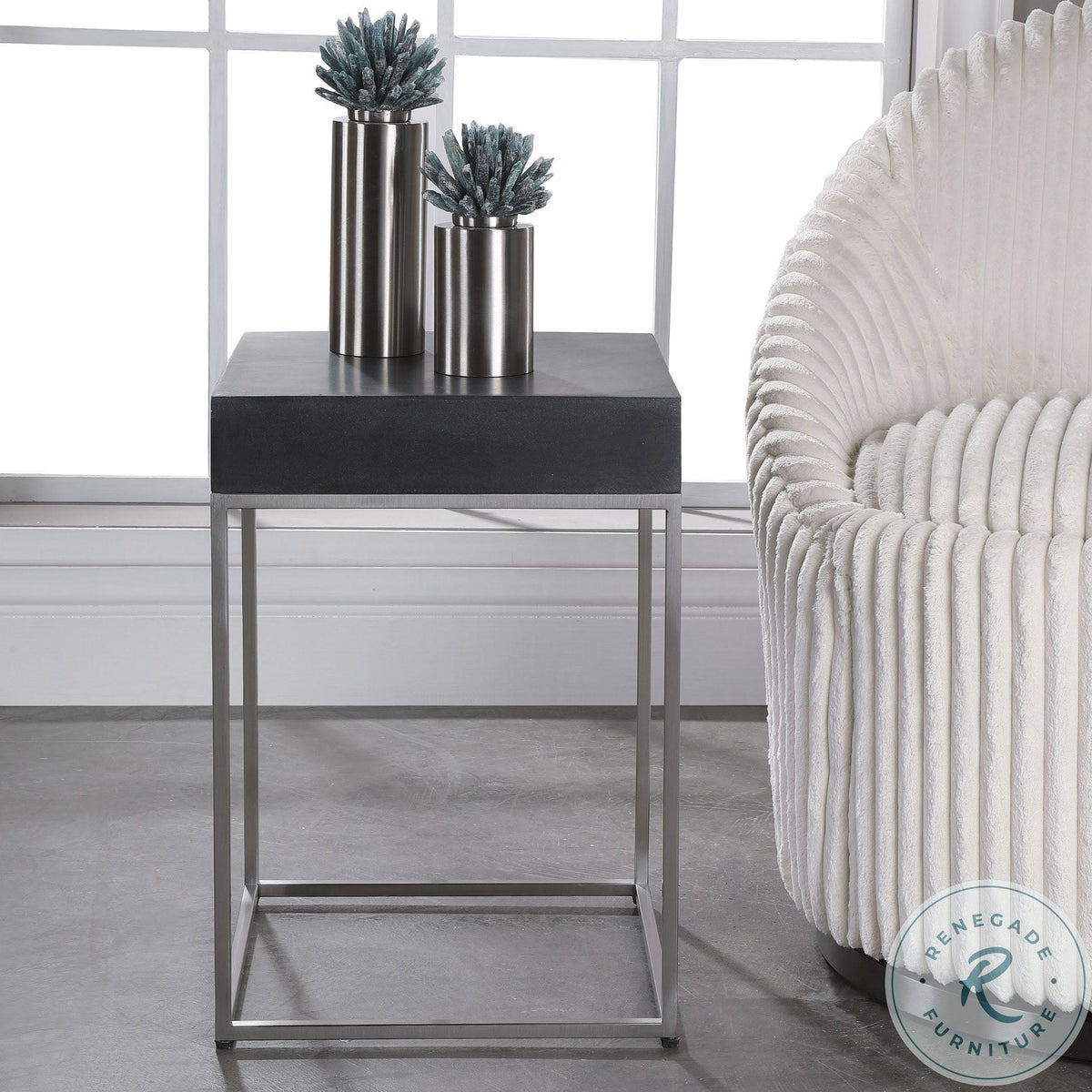 Black Concrete Accent Table J33694