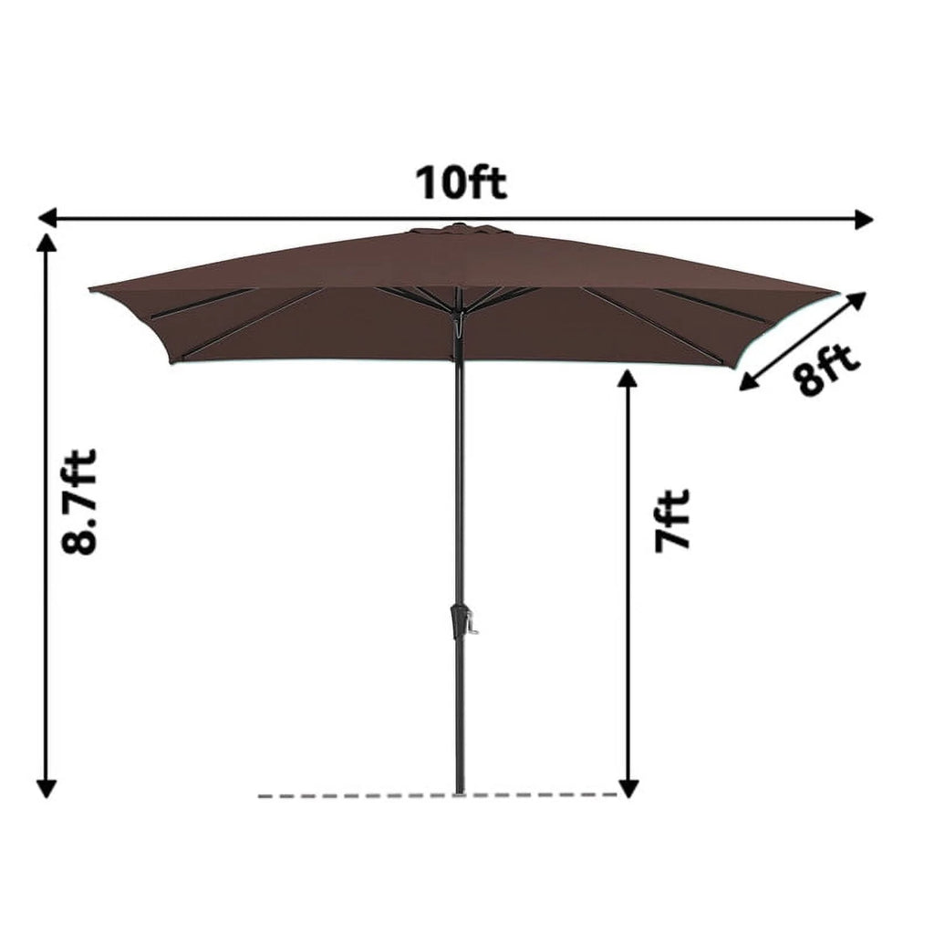 8 x 10 ft Outdoor Rectangular Patio Market Umbrella, Beige V6640