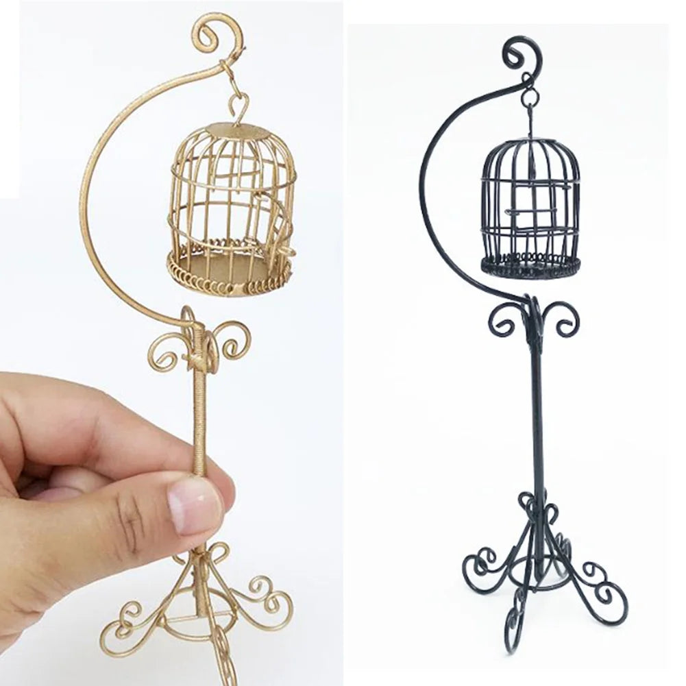 Miniature Metal Bird Cage Dollhouse Decoration O2466