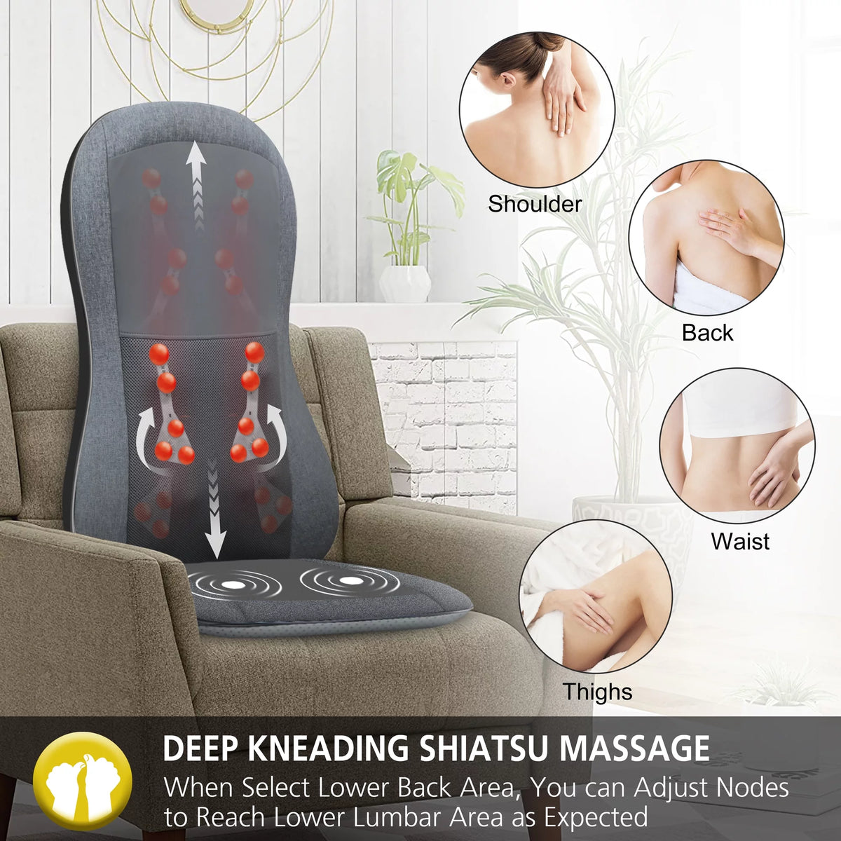 Shiatsu Back Massager with Heat 10 Massage Nodes Y97764