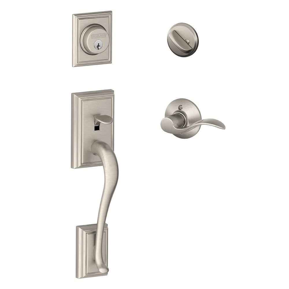 Satin Nickel Single Cylinder Handleset with Accent Lever G8294