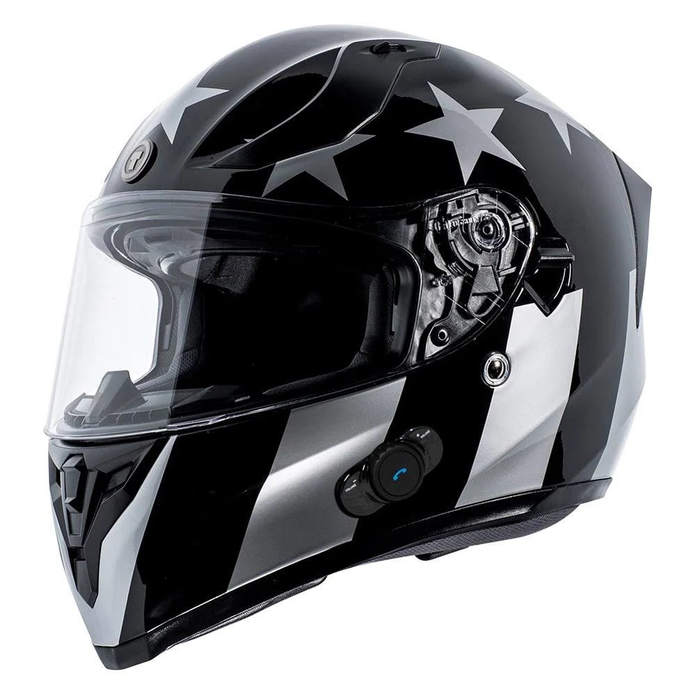 Gloss Black Captain Shadow Full Face Motorcycle Helmet X2966