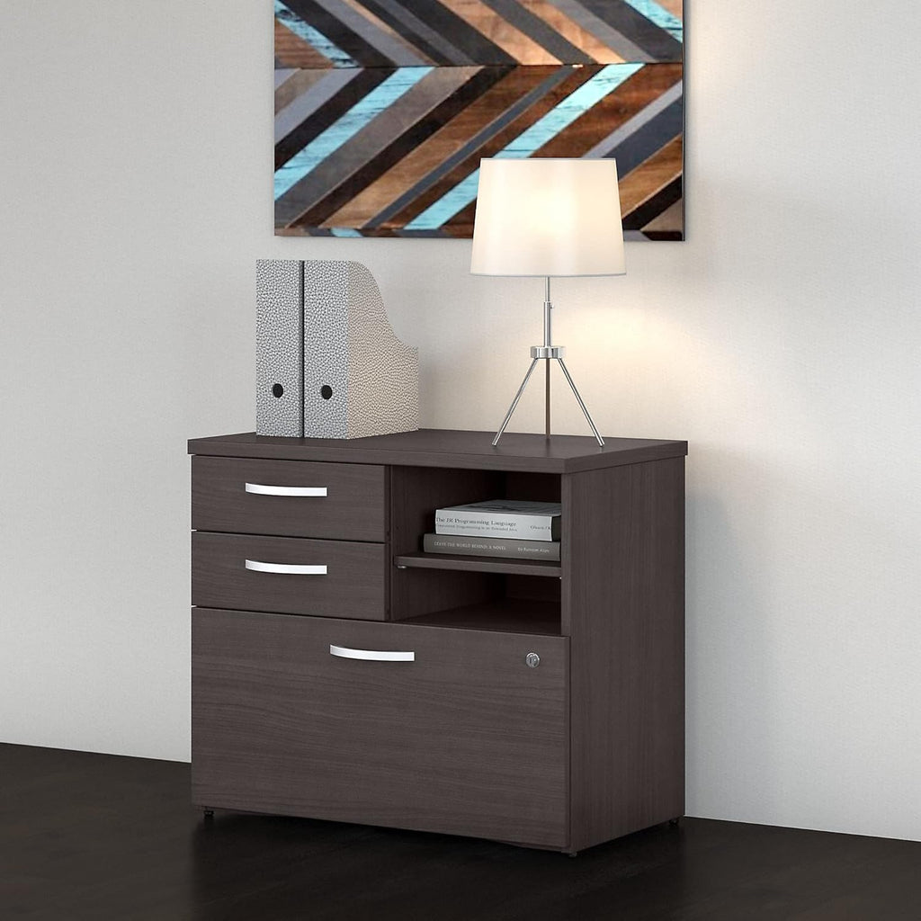 Storm Gray Office Storage Cabinet with Drawers and Shelves X2597