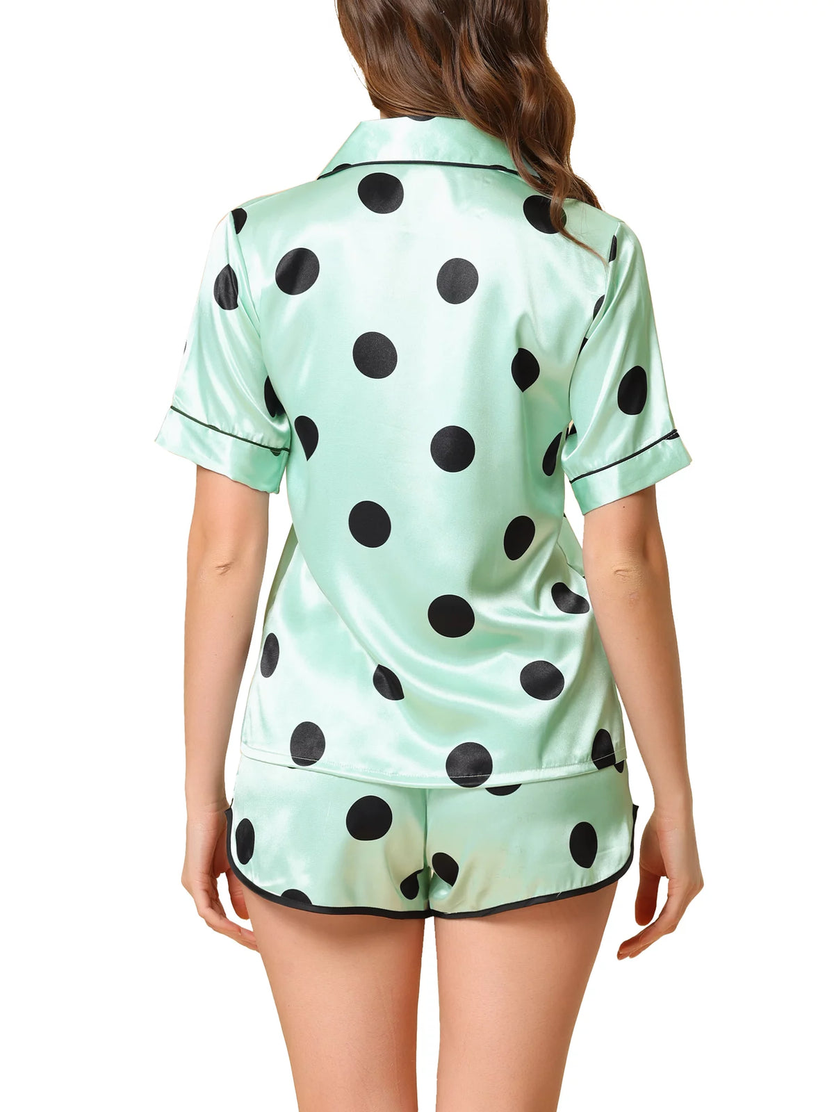 Satin Polka Dots Pajama Sleepwear Set P404