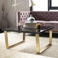 Black Faux Marble and Brass Coffee Table I547