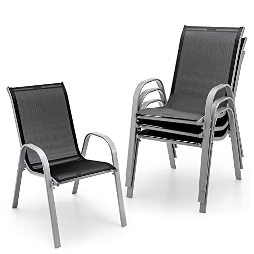 Set of 4 Stackable Metal Patio Chairs C881131