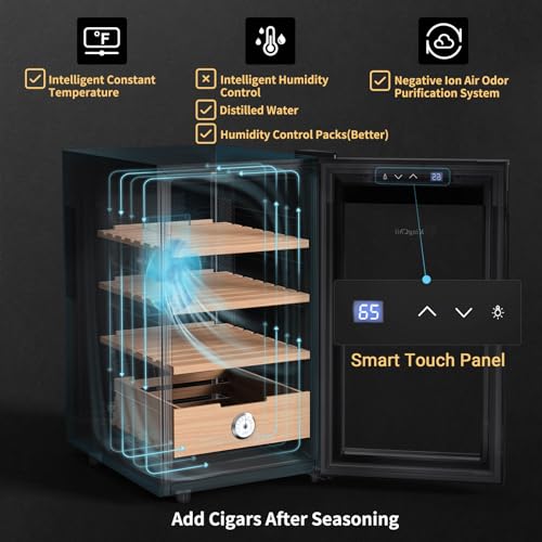 8L Electric Cigar Humidor Cabinet with Cedar Wood Shelves K665
