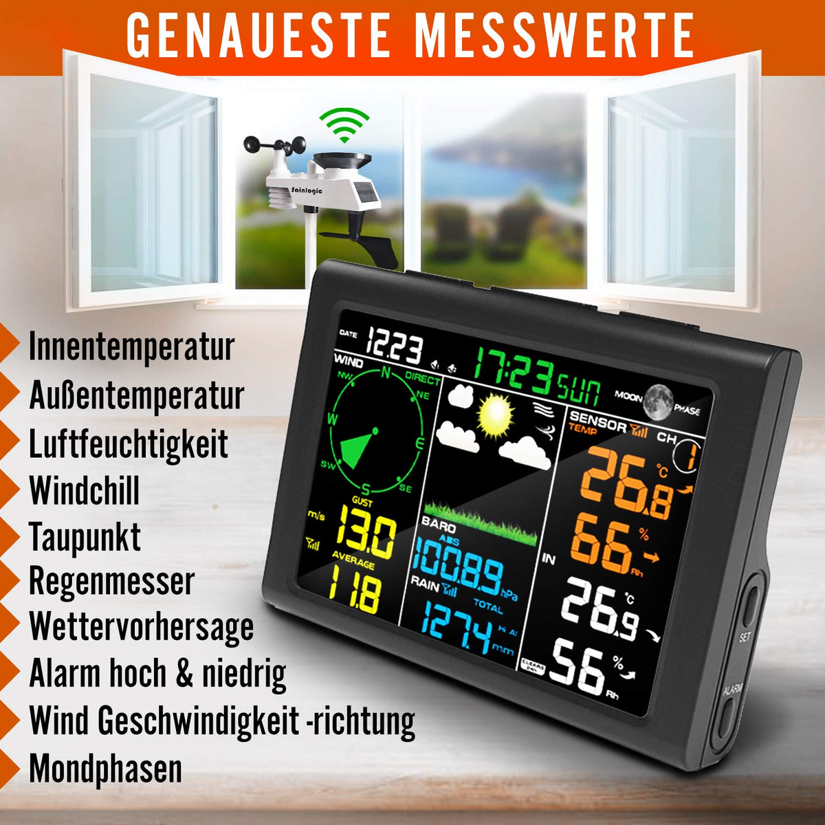 Wireless 5-in-1 Weather Station with Outdoor Sensor H2290