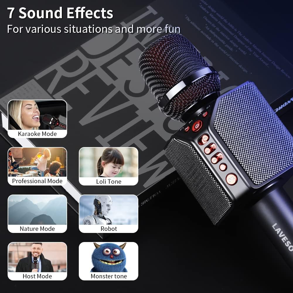 Wireless Bluetooth Karaoke Microphone, 3-in-1 Portable Handheld Mic Speaker, 8h Sing F868014
