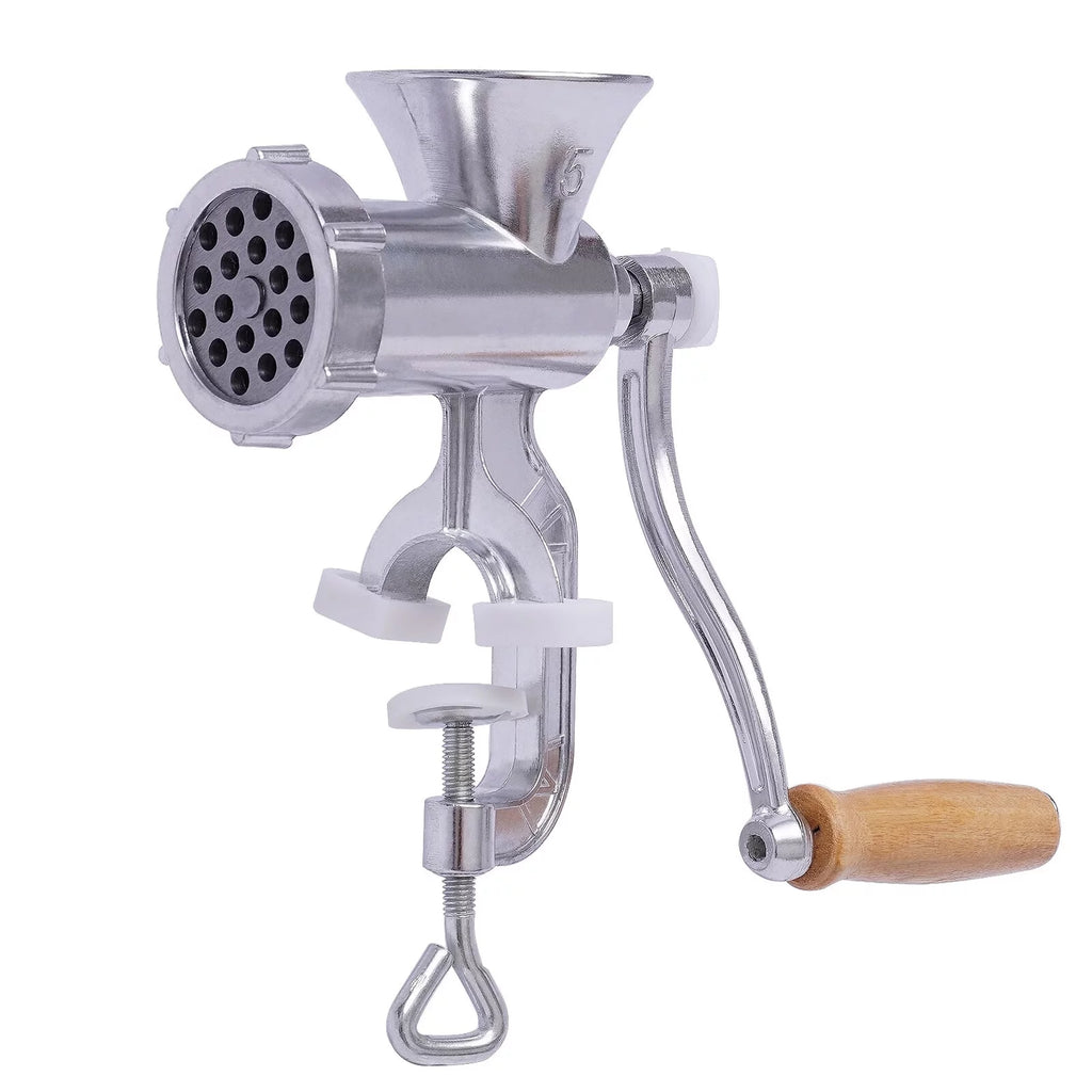 Manual Meat Grinder Aluminum Alloy Food Mincer Sausage Filler Hand Crank Meat Mincer Mixer with Tabletop Clamp D231