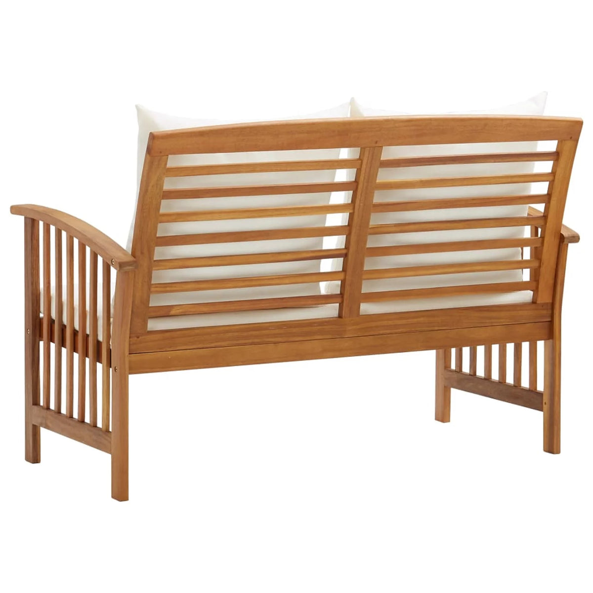 Cream White Cushion Acacia Wood Garden Bench A29478