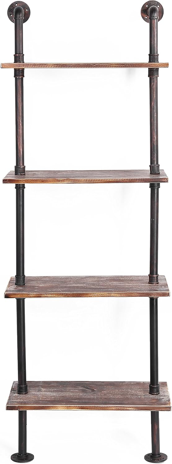 Brown Wood Wall-Mounted Shelves Bookcase Storage Rack R5651