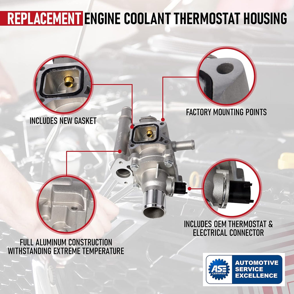 Coolant Thermostat and Housing Assembly with Sensors, Full Aluminum Pack of 2 H23143