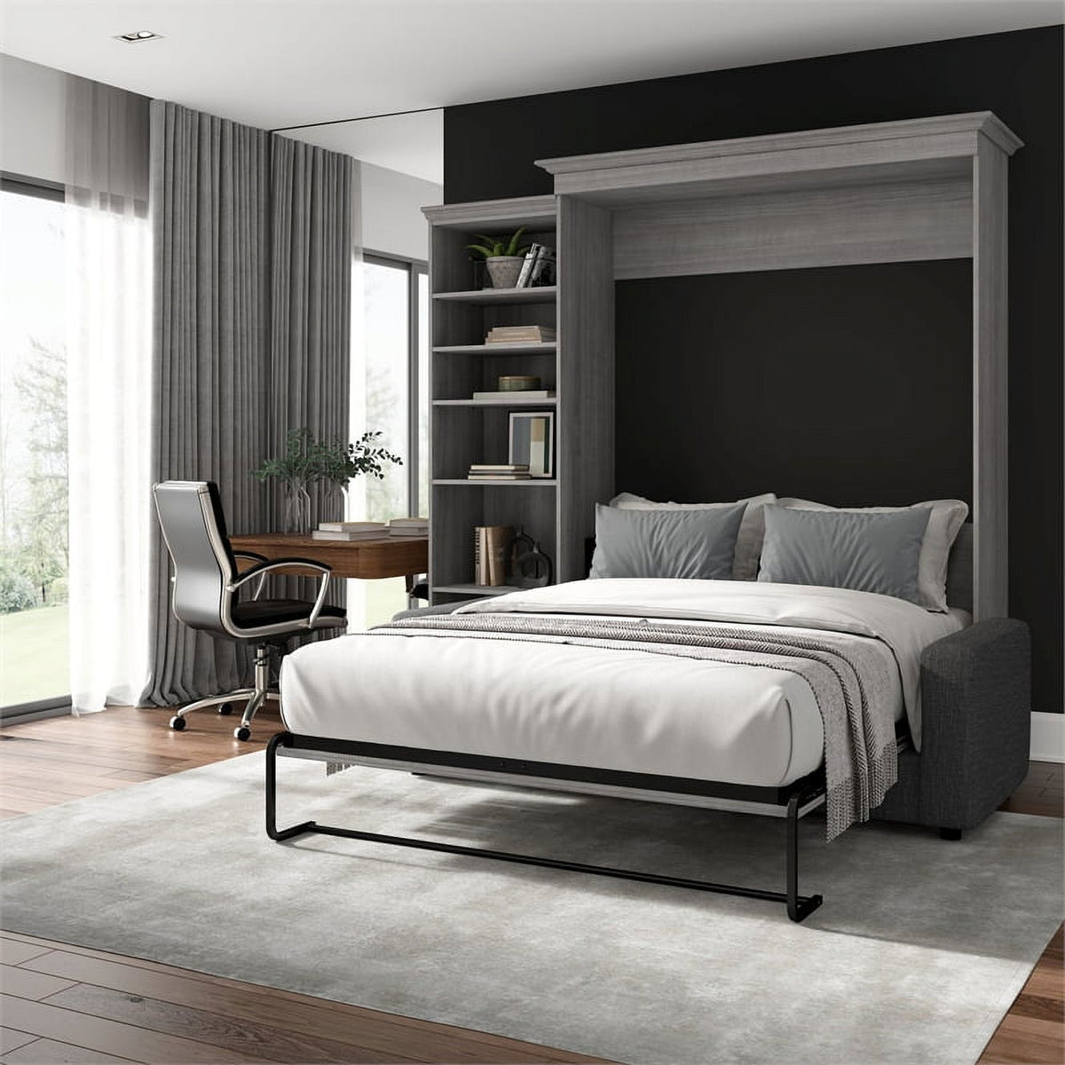 Gray Queen Murphy Bed with Sofa V84321