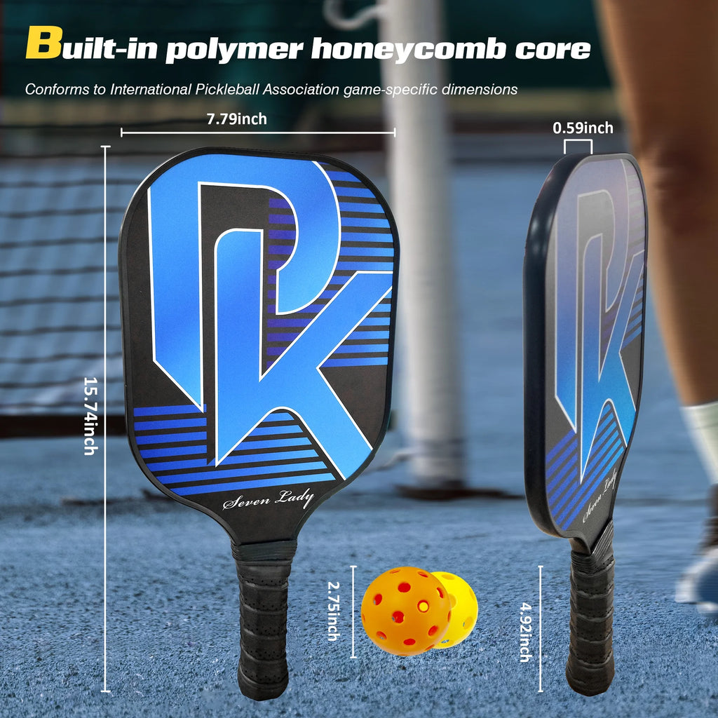 Pickleball Paddles Graphite Fiber Set with 4 Balls and Backpack W262