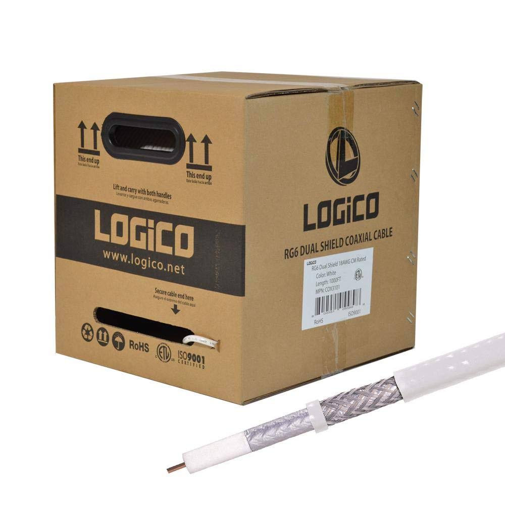 RG6 Coaxial Cable Dual Shield 18 AWG White E2246