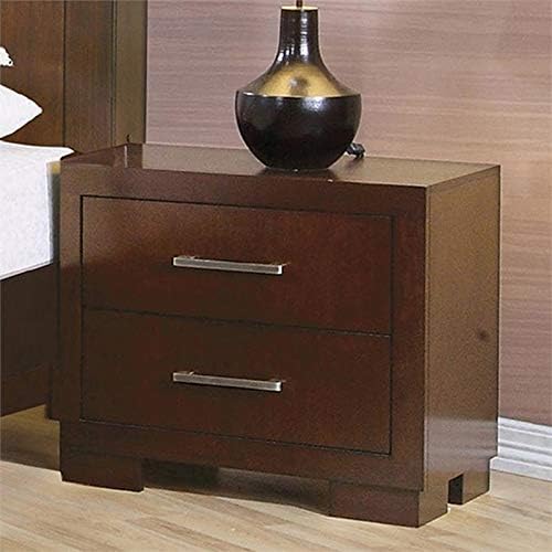 2 Drawer Nightstand in Cappuccino and Silver Q365