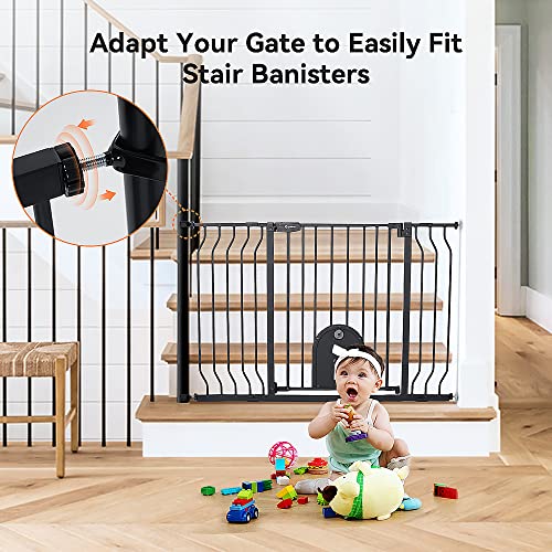 30" Tall Black Metal Baby Gate with Pet Door E716771