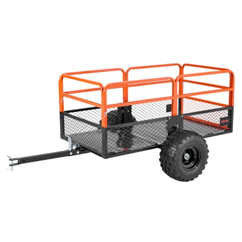 Heavy Duty Steel ATV Dump Cart, 750 lbs, 15 Cubic Feet Garden Utility with Removable Sides Y762269