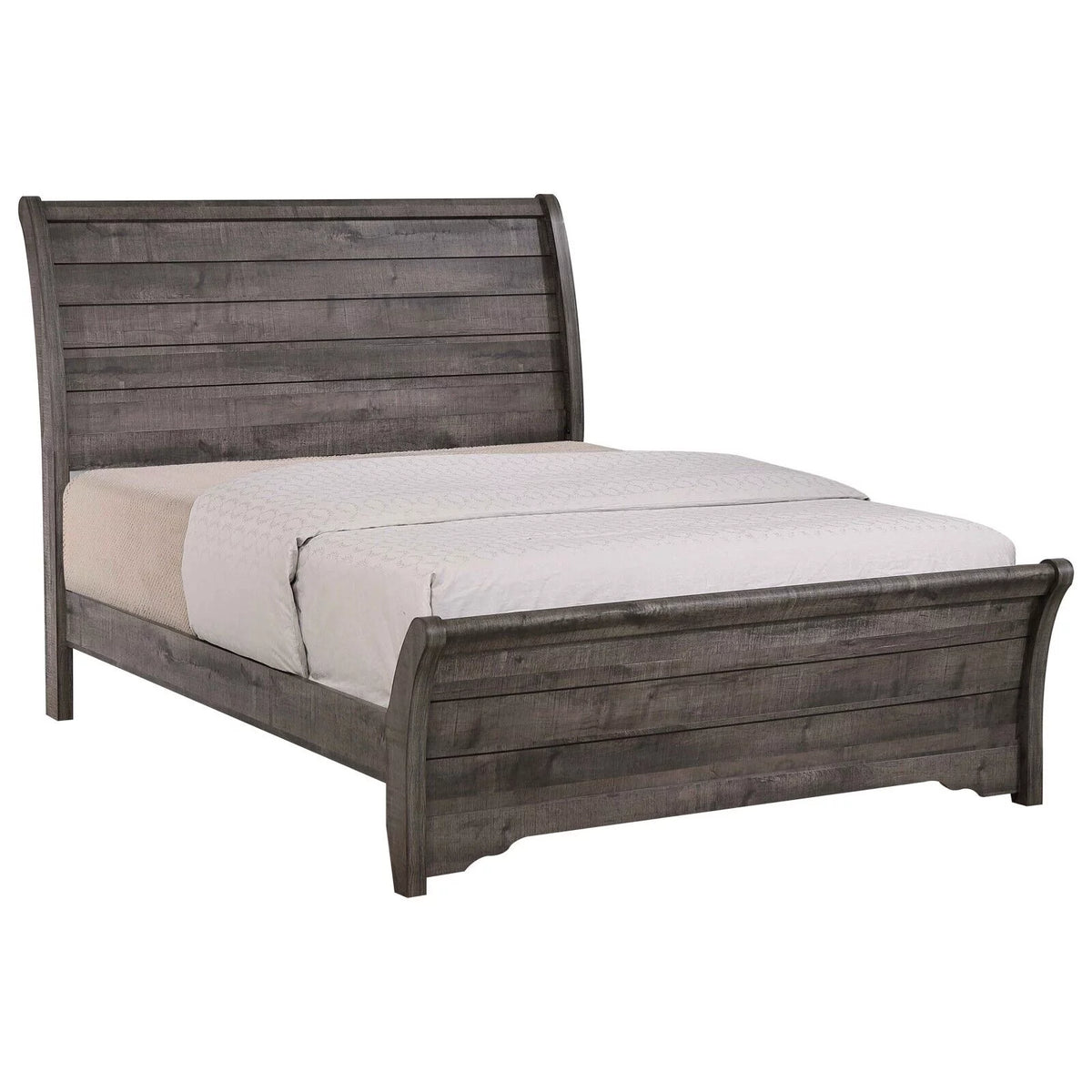6pc Queen Size Bed Dresser Mirror Chest Nightstand Set Wooden Furniture Gray Q967