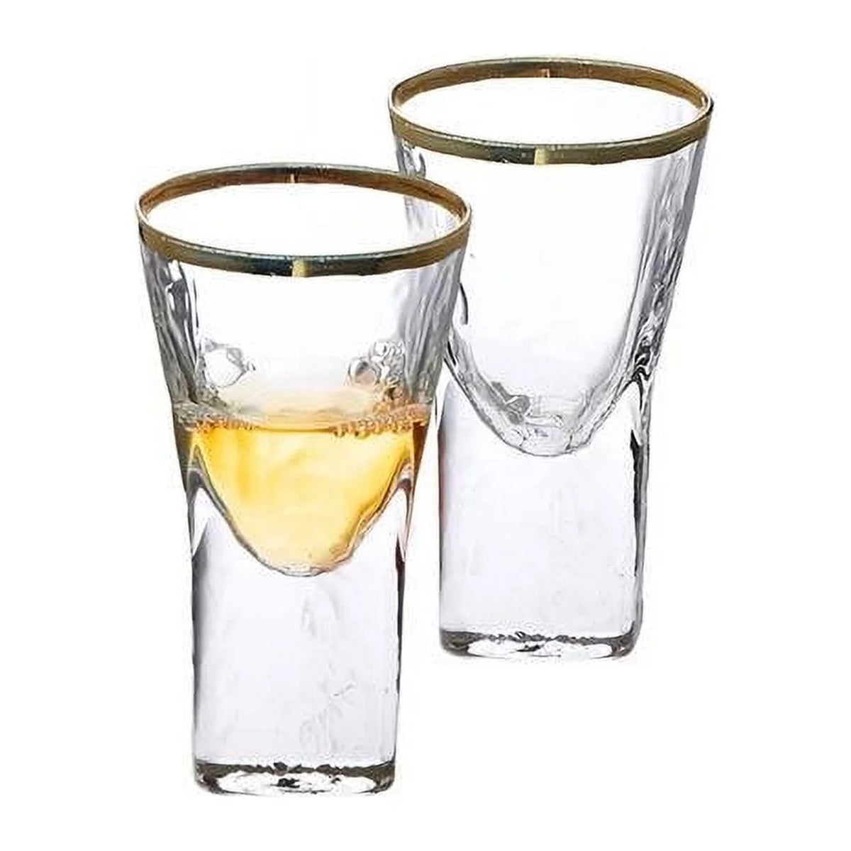 Pebble Glass Liquor Glasses with Gold Rim, Set of 6 W41848
