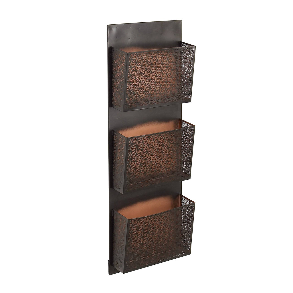 Metallic Black / Beige Wall Mounted 3 Pocket Letter Holder H17904