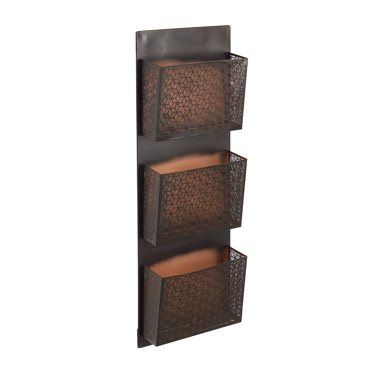Metallic Black / Beige Wall Mounted 3 Pocket Letter Holder H17904