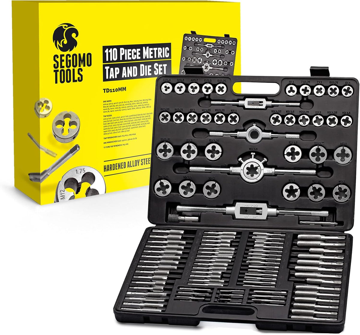 110 Piece Hardened Alloy Steel Metric Tap and Die Set with Storage Case I388