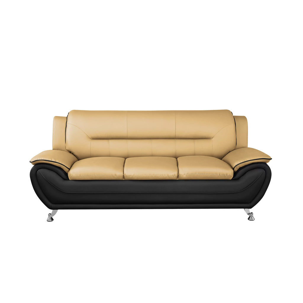 Grey Faux Leather Pillow Top Arm Sofa J6932