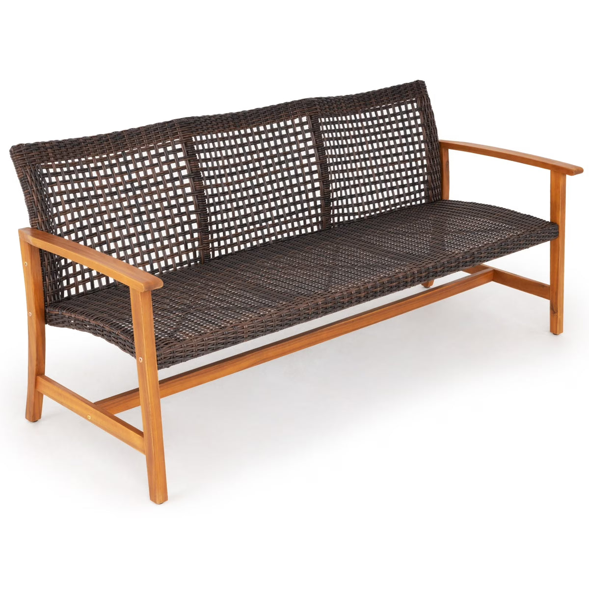 Teak Finish Acacia Patio Wicker Sofa Couch T927