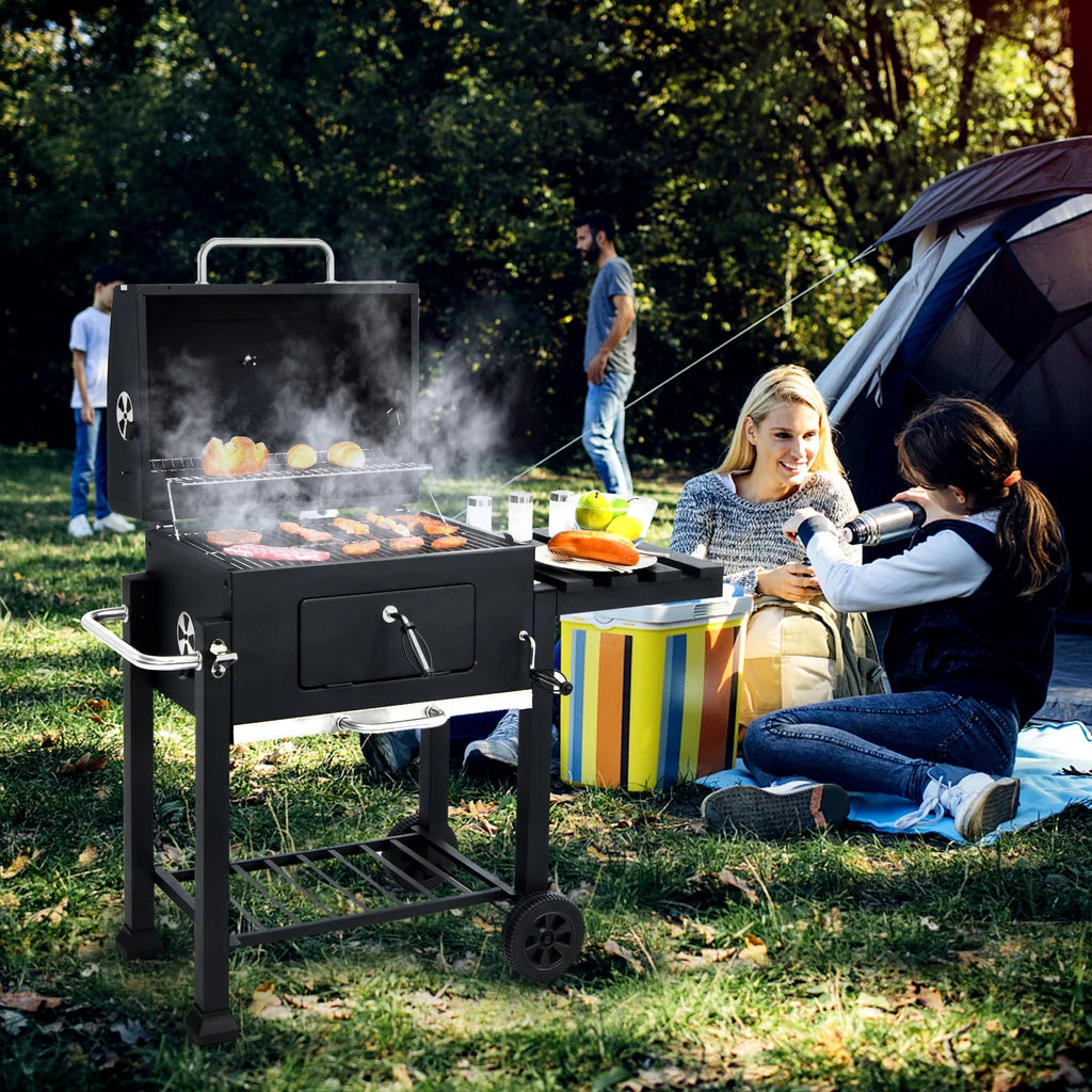 Portable Charcoal Grill with Wheels & Side Table D520