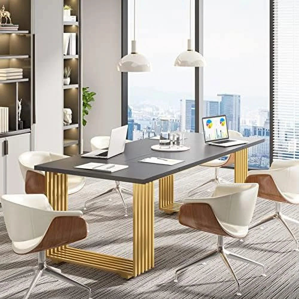 70.9" Wood Computer Desk with Black Metal Legs V94397