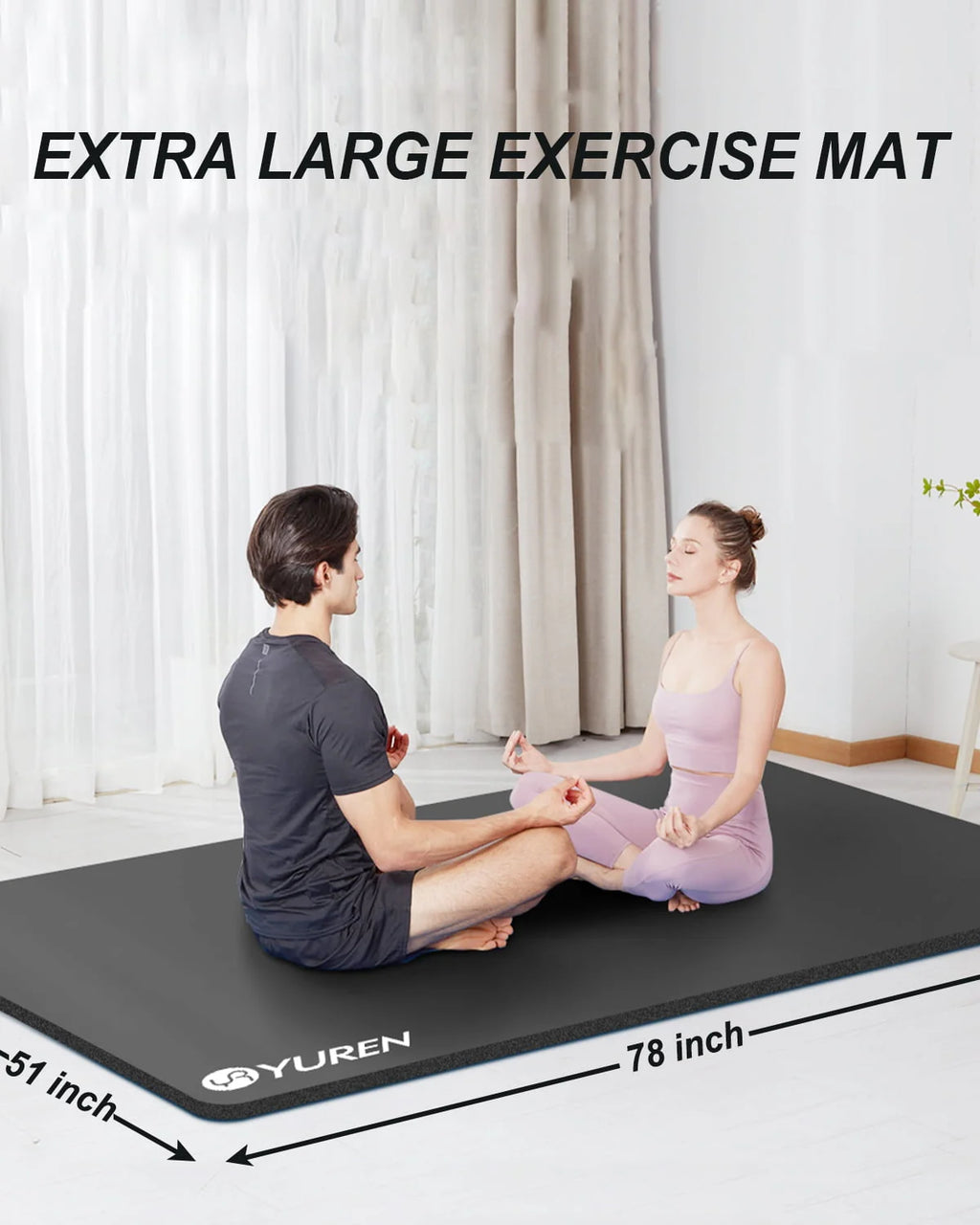 Extra Large 1/2 Thick Black Yoga Mat R27718
