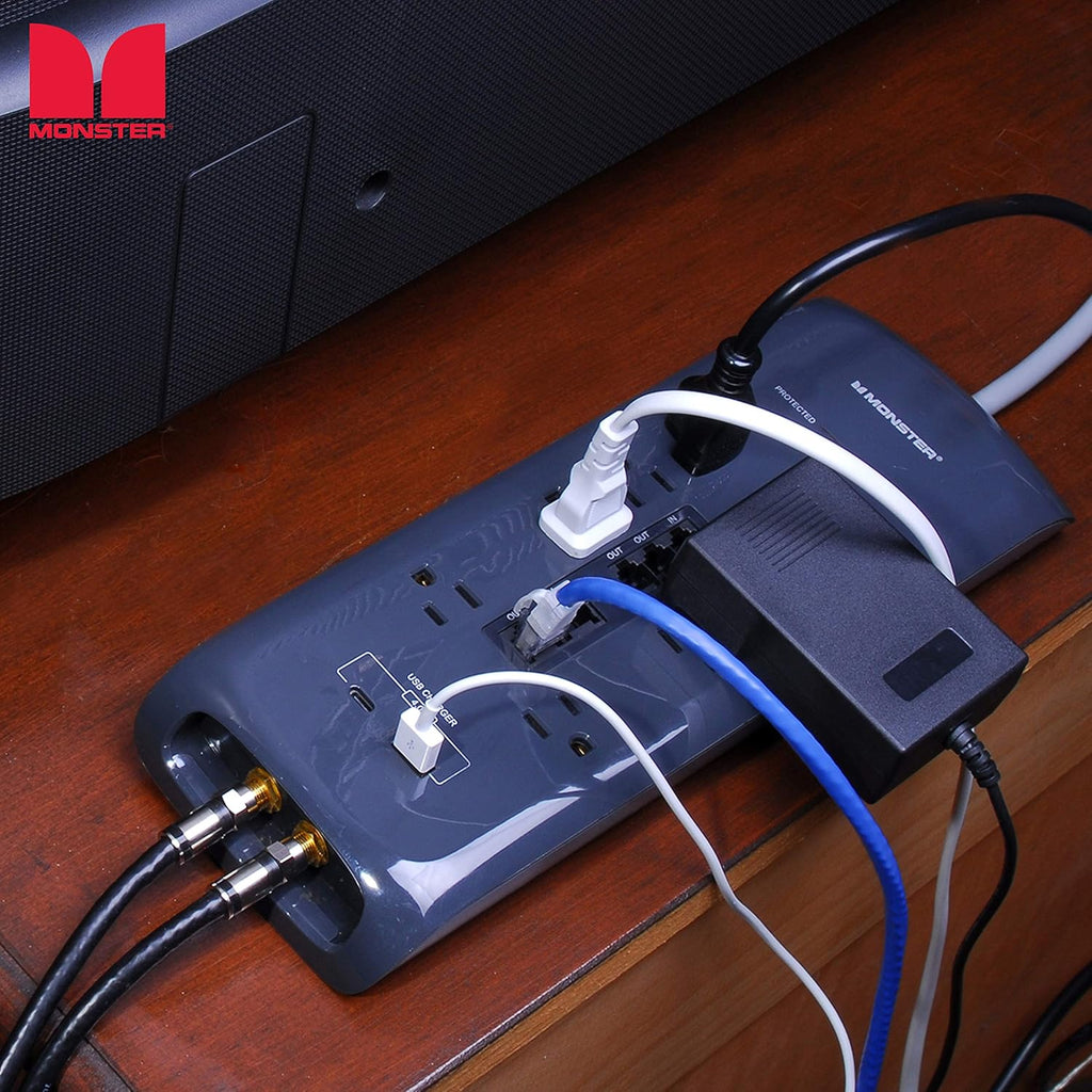 Power Strip Surge Protector with USB Ports, 8 Plug-ins and 2 USB, Pack of 2 V8292