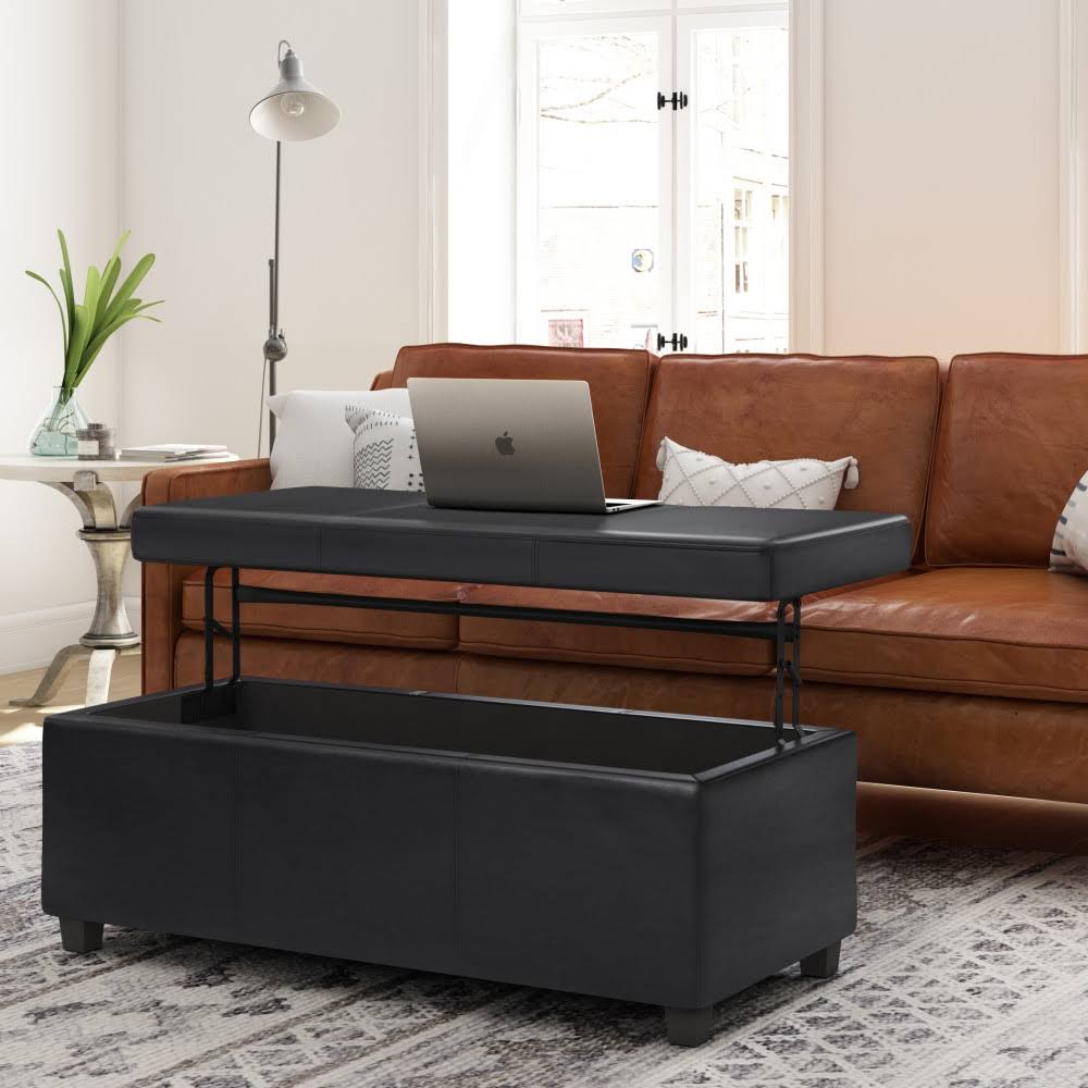 Black Rectangular Lift Top Storage Ottoman B459041