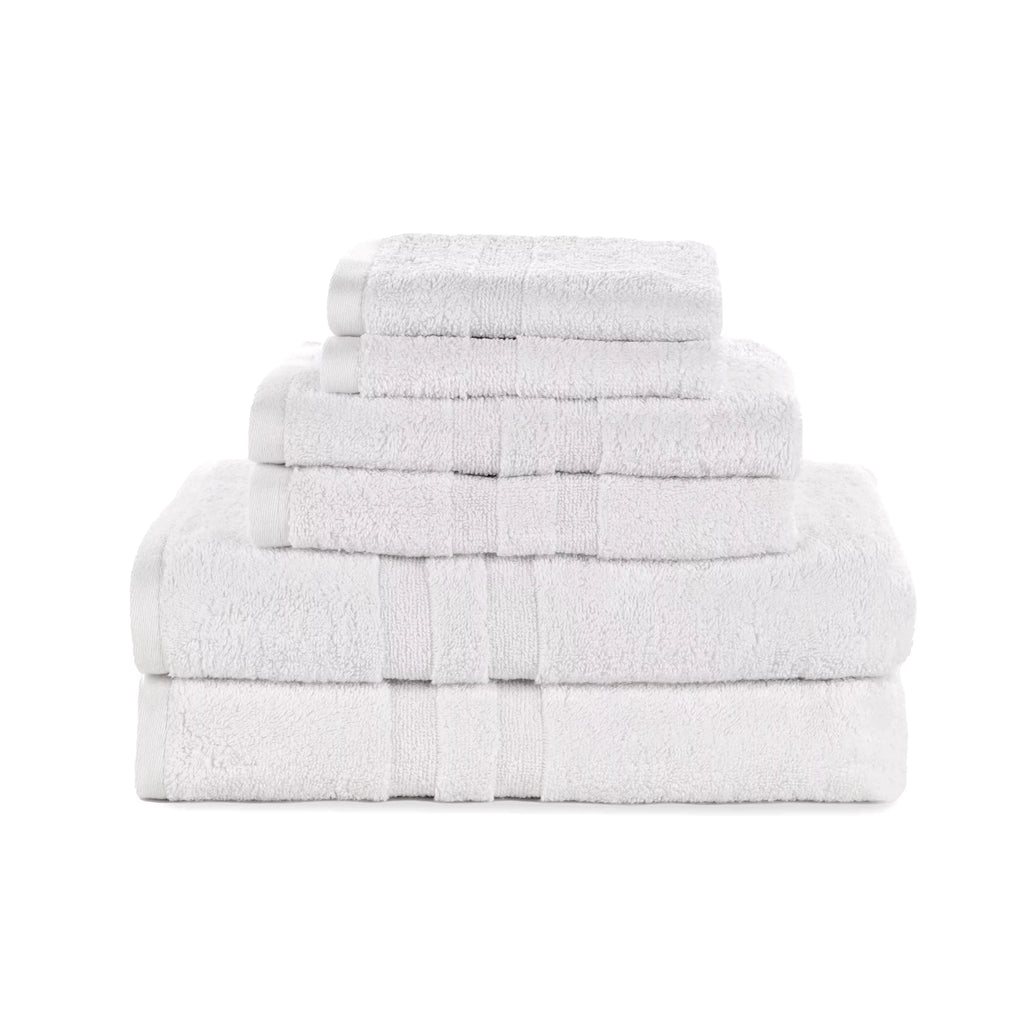 6 Piece 600 Gsm White Cotton Towel Set G705
