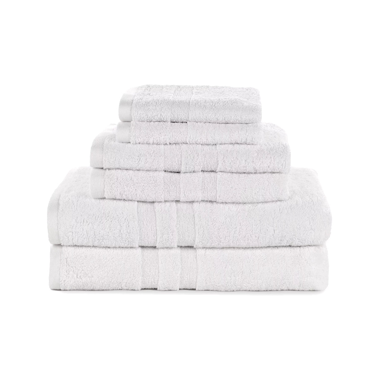 6 Piece 600 Gsm White Cotton Towel Set G705