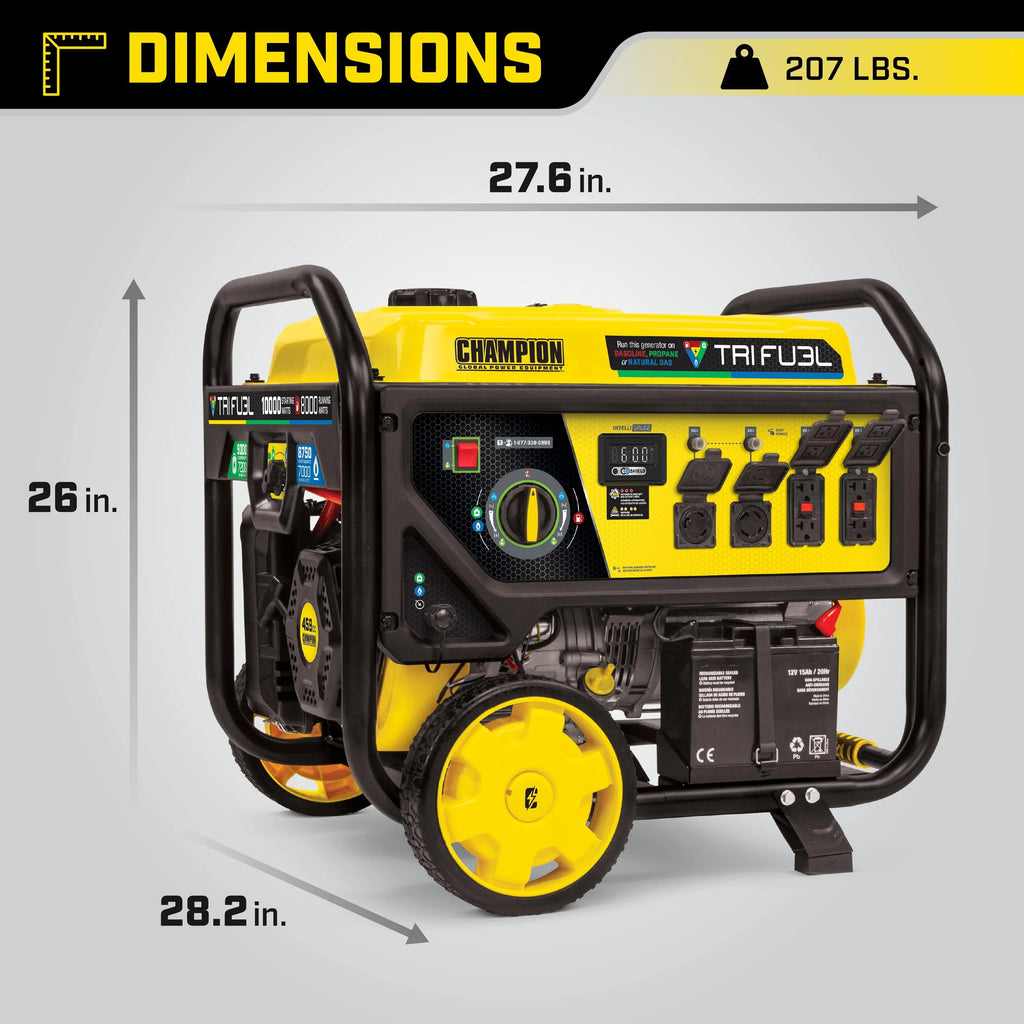 8000-Watts Tri-Fuel Portable Natural Gas Generator with Electric Start E62370