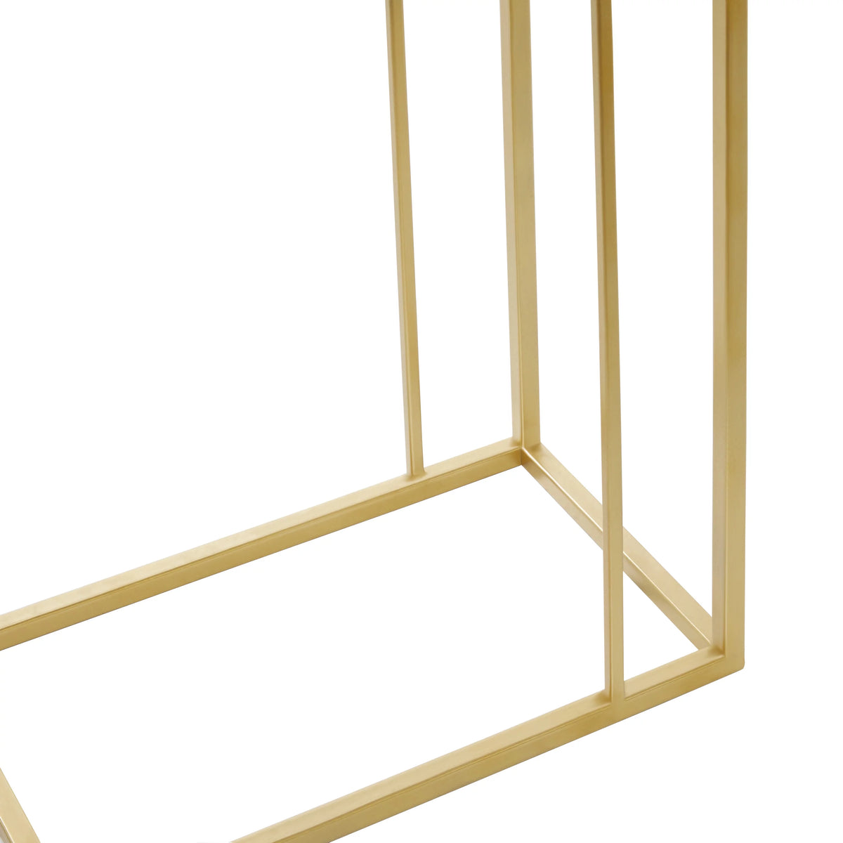 18" x 25" Gold Metal Accent Table with Clear Glass Top V945