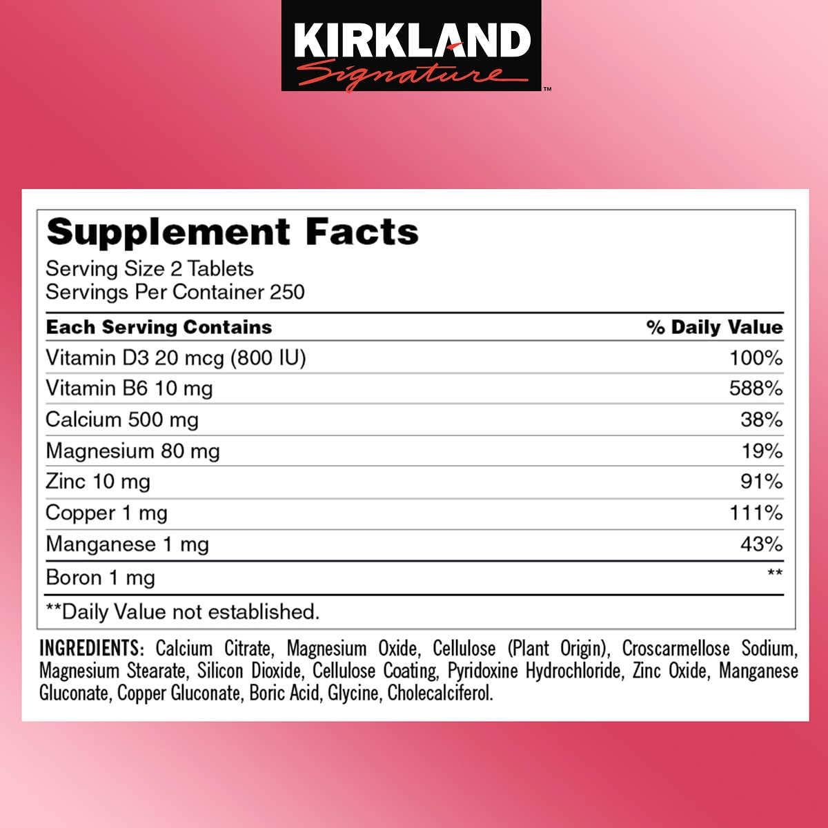 500 Count Calcium Citrate Magnesium and Zinc with Vitamin D3 L189