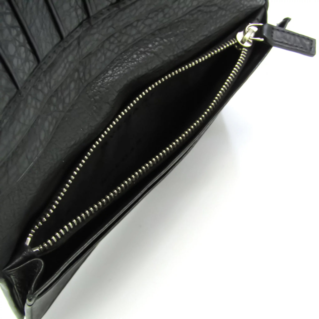 Pre-Owned Black Leather Long Wallet T878877
