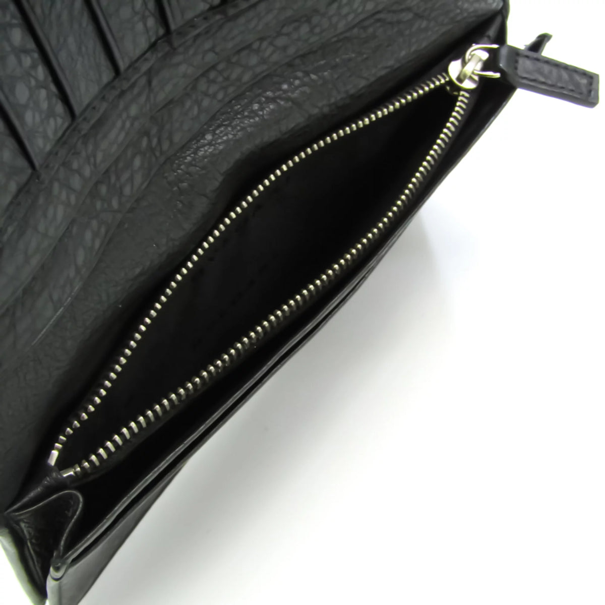 Pre-Owned Black Leather Long Wallet T878877