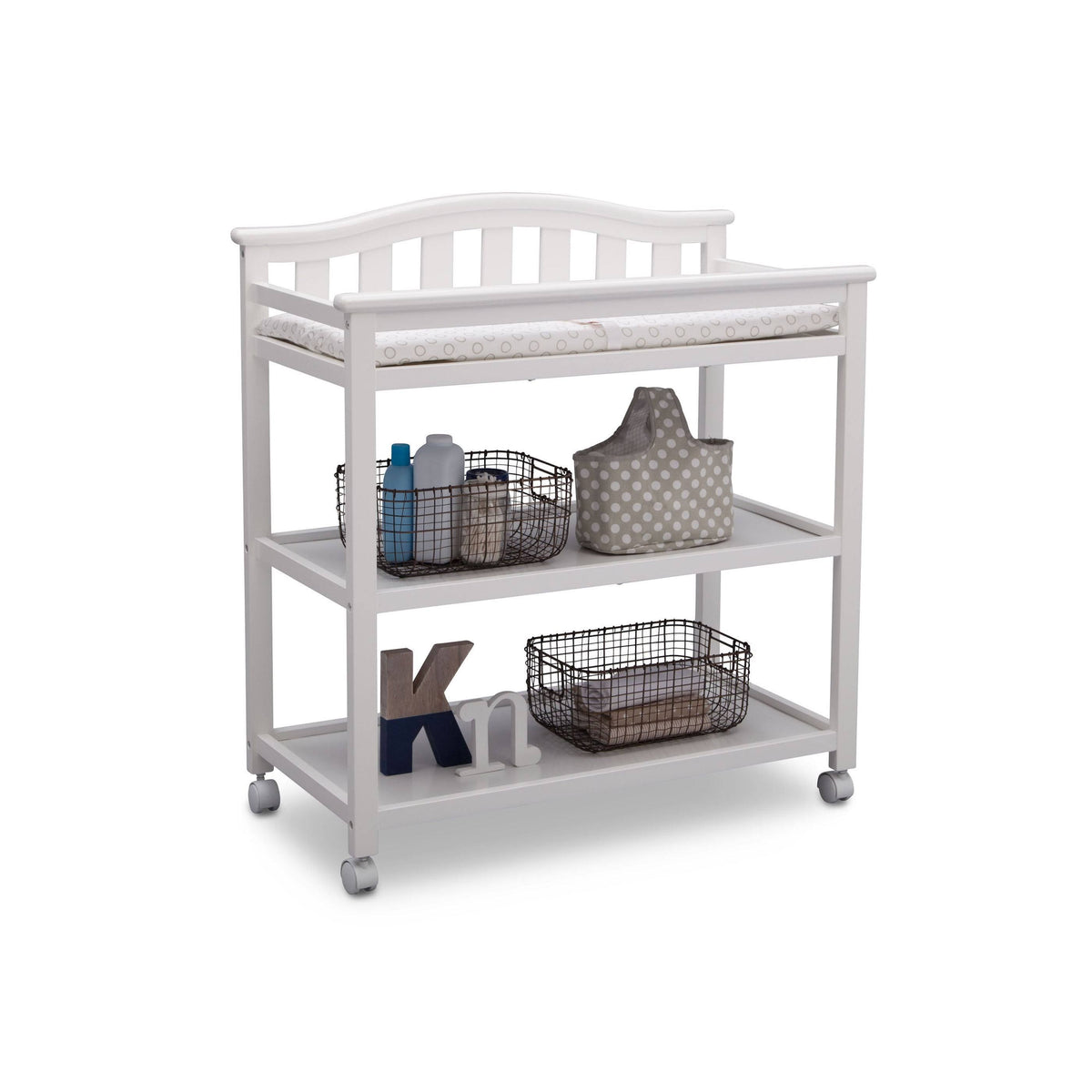 White Changing Table with Casters S73592