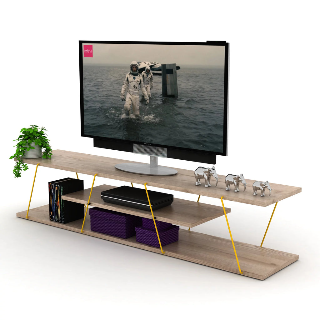 Mid Century Modern 4 Shelves 56 inch Low Tv Stand Z7930