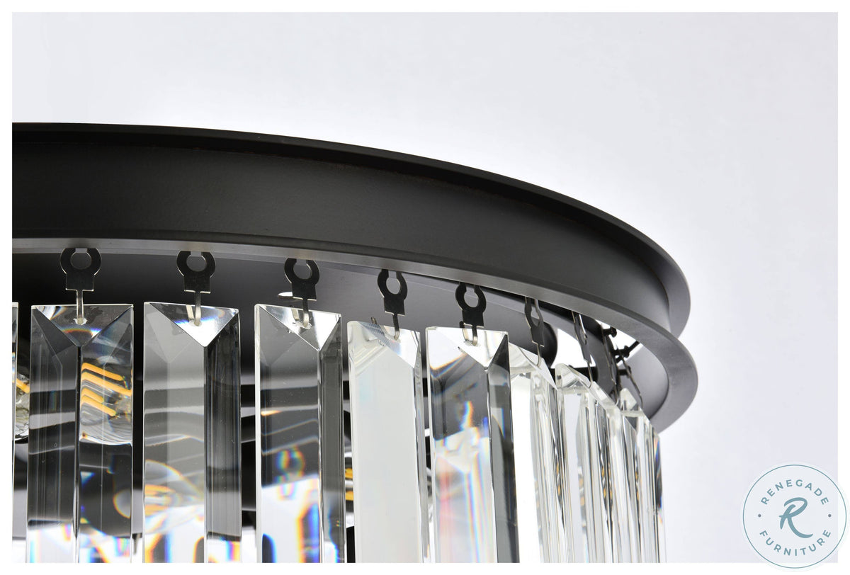 6 Light Matte Black Flush Mount Crystal Q924